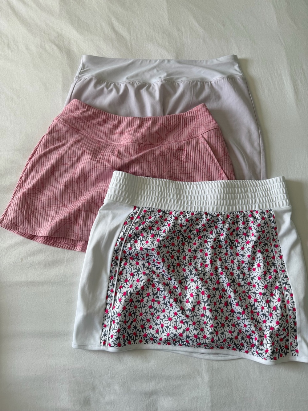 Bundle of 3 Active Skorts - White, Light Pink, Floral Pink Accents